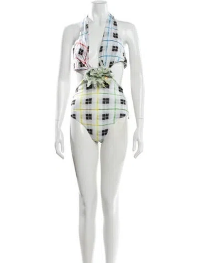 Pre-owned Silvia Tcherassi Plaid Print One-piece W/ Tags In White