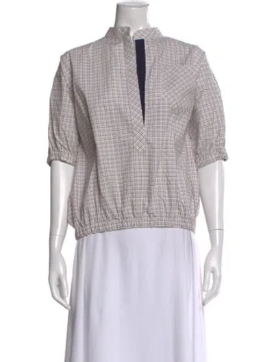 Pre-owned Silvia Tcherassi Plaid Print Short Sleeve Top In Neutral