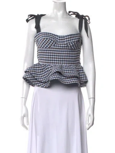 Pre-owned Silvia Tcherassi Plaid Print Square Neckline Blouse W/ Tags In Multi