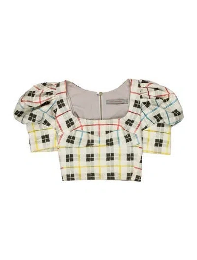 Pre-owned Silvia Tcherassi Plaid Print Square Neckline Top In Multicolor