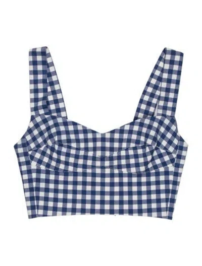 Pre-owned Silvia Tcherassi Plaid Print Tie Neck Blouse In Blue