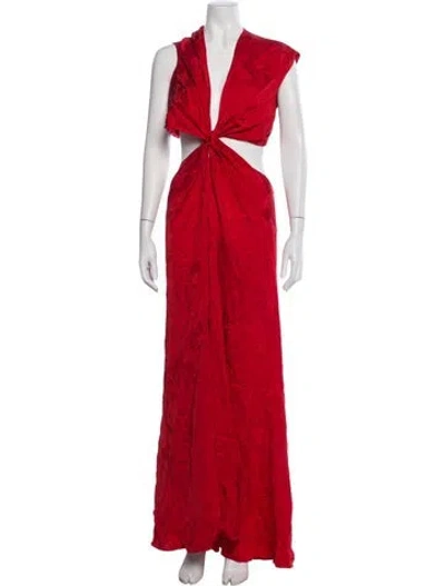 Pre-owned Silvia Tcherassi Plunge Neckline Long Dress In Red