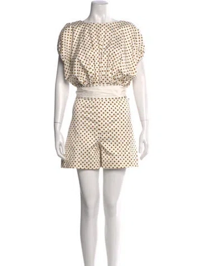 Pre-owned Silvia Tcherassi Polka Dot Print Bateau Neckline Romper In White