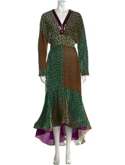 Pre-owned Silvia Tcherassi Polka Dot Print Long Dress In Green