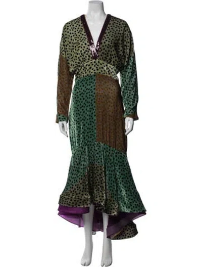 Pre-owned Silvia Tcherassi Polka Dot Print Long Dress W/ Tags In Green