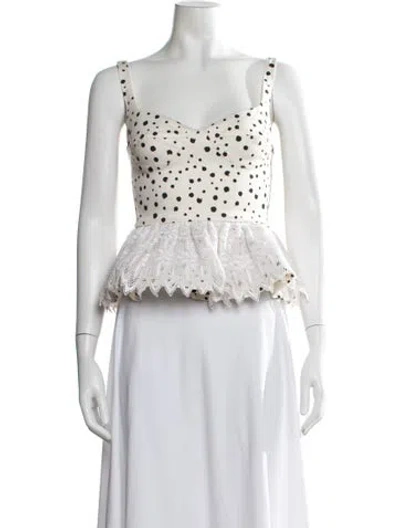 Pre-owned Silvia Tcherassi Polka Dot Print V-neck Top In Black/neutrals