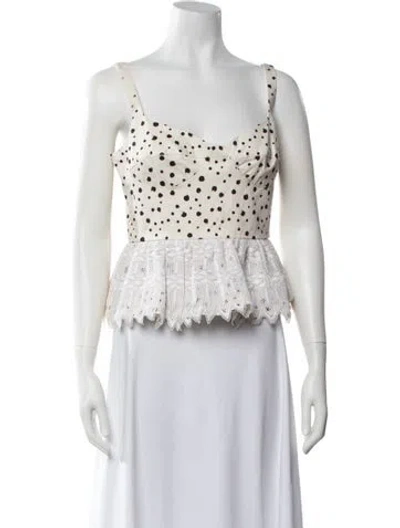 Pre-owned Silvia Tcherassi Polka Dot Print V-neck Top W/ Tags In Neutrals