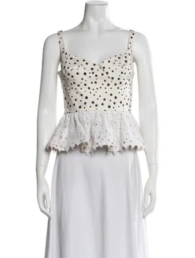 Pre-owned Silvia Tcherassi Polka Dot Print V-neck Top W/ Tags In White