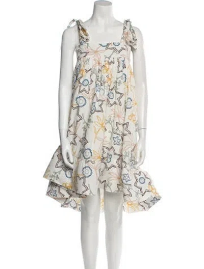 Pre-owned Silvia Tcherassi Printed Knee-length Dress In White