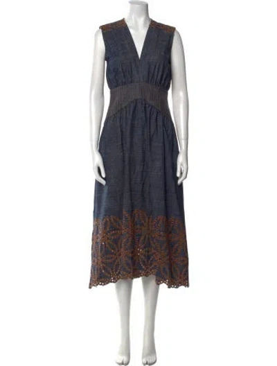 Pre-owned Silvia Tcherassi Printed Long Dress In Blue