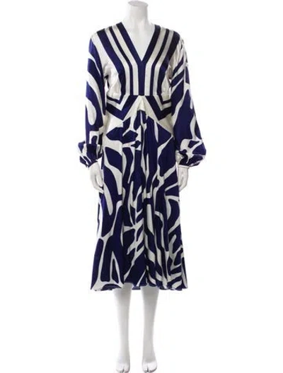 Pre-owned Silvia Tcherassi Printed Long Dress In Blue