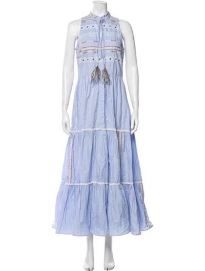 Pre-owned Silvia Tcherassi Printed Long Dress In Blue