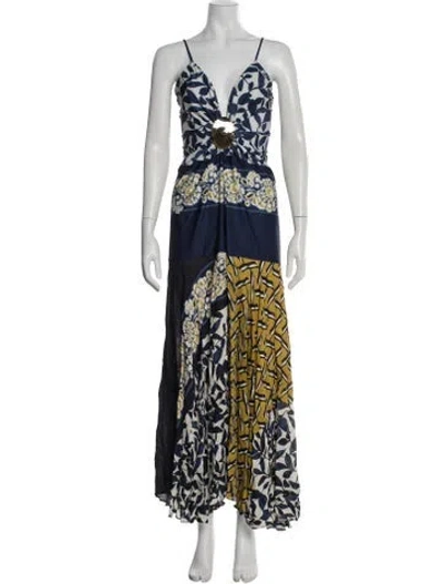 Pre-owned Silvia Tcherassi Printed Long Dress In Blue