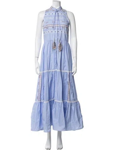 Pre-owned Silvia Tcherassi Printed Long Dress In Blue