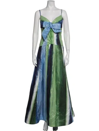 Pre-owned Silvia Tcherassi Printed Long Dress In Blue