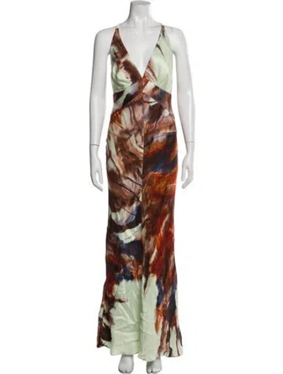 Pre-owned Silvia Tcherassi Printed Long Dress In Green