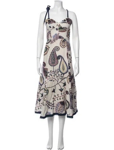Pre-owned Silvia Tcherassi Printed Long Dress In Neutral