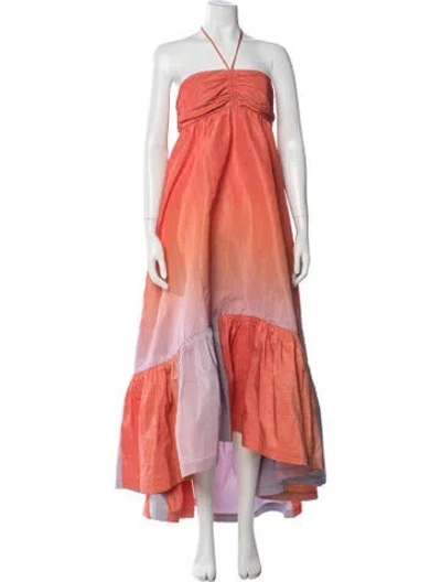 Pre-owned Silvia Tcherassi Printed Long Dress In Orange