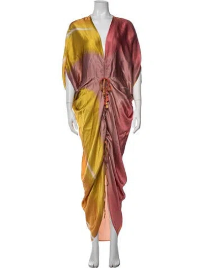 Pre-owned Silvia Tcherassi Printed Long Dress In Purple/yellow