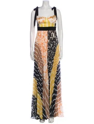 Pre-owned Silvia Tcherassi Printed Long Dress W/ Tags In Black