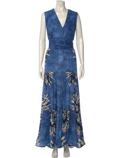 Pre-owned Silvia Tcherassi Printed Long Dress W/ Tags In Blue