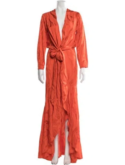 Pre-owned Silvia Tcherassi Printed Long Dress W/ Tags In Orange