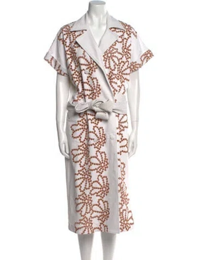 Pre-owned Silvia Tcherassi Printed Long Dress In White