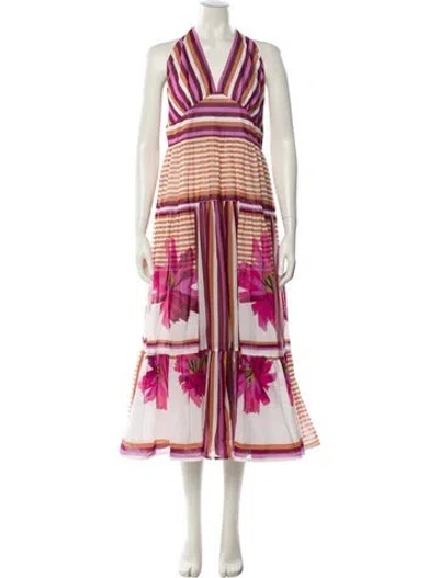 Pre-owned Silvia Tcherassi Printed Long Dress In White