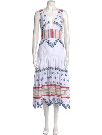 Pre-owned Silvia Tcherassi Printed Long Dress In White