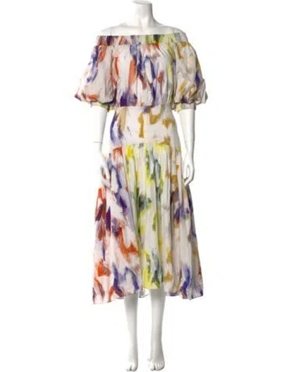 Pre-owned Silvia Tcherassi Printed Long Dress In White