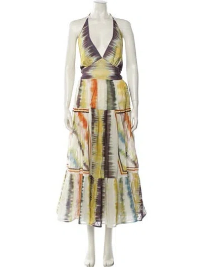 Pre-owned Silvia Tcherassi Printed Long Dress In Yellow