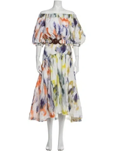 Pre-owned Silvia Tcherassi Printed Midi Length Dress In Blue/white/yellow