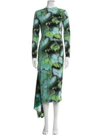 Pre-owned Silvia Tcherassi Printed Midi Length Dress In Green