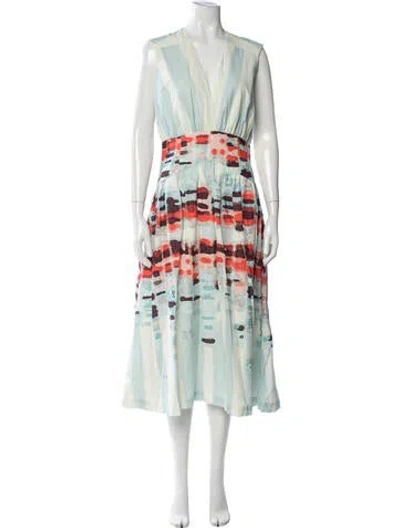 Pre-owned Silvia Tcherassi Printed Midi Length Dress In Green