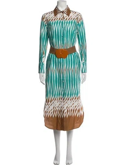Pre-owned Silvia Tcherassi Printed Midi Length Dress In Green