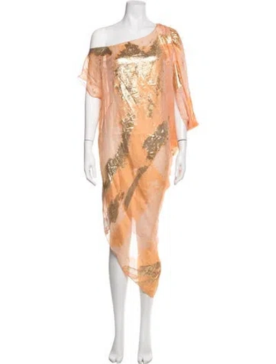 Pre-owned Silvia Tcherassi Printed Midi Length Dress In Metallic/orange