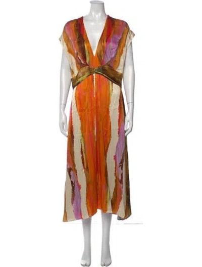 Pre-owned Silvia Tcherassi Printed Midi Length Dress In Orange