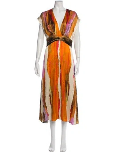 Pre-owned Silvia Tcherassi Printed Midi Length Dress In Orange
