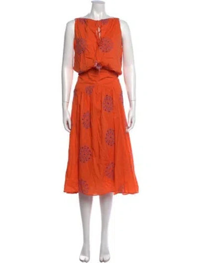 Pre-owned Silvia Tcherassi Printed Midi Length Dress In Orange