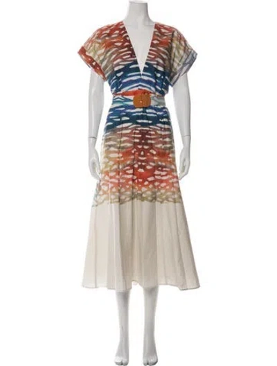 Pre-owned Silvia Tcherassi Printed Midi Length Dress W/ Tags In Multicolor