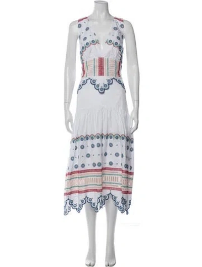 Pre-owned Silvia Tcherassi Printed Midi Length Dress In White
