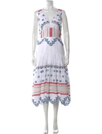 Pre-owned Silvia Tcherassi Printed Midi Length Dress In White