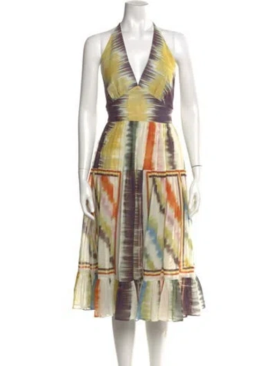 Pre-owned Silvia Tcherassi Printed Midi Length Dress In Yellow