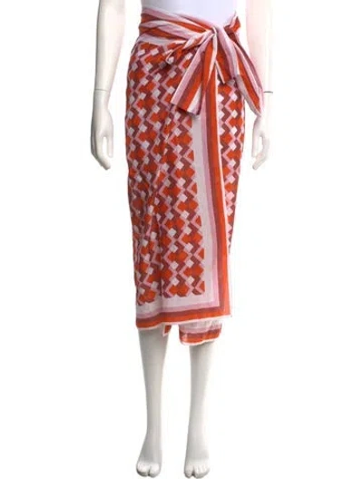 Pre-owned Silvia Tcherassi Printed Midi Length Skirt W/ Tags In Orange