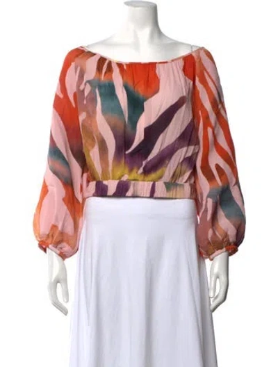 Pre-owned Silvia Tcherassi Printed Off-the-shoulder Blouse In Pink