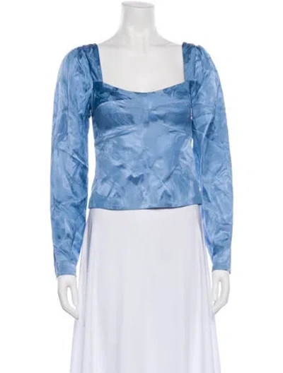 Pre-owned Silvia Tcherassi Printed Square Neckline Crop Top In Blue
