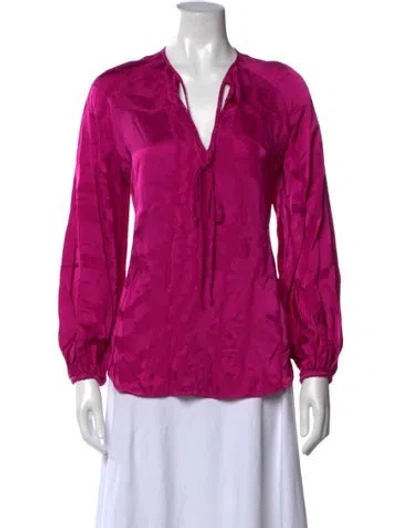 Pre-owned Silvia Tcherassi Printed Tie Neck Blouse In Pink