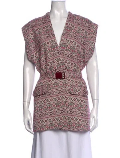 Pre-owned Silvia Tcherassi Printed V-neck Blouse In Pink