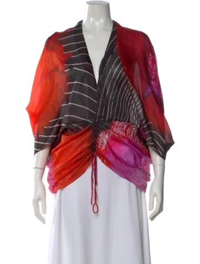 Pre-owned Silvia Tcherassi Printed V-neck Blouse In Red