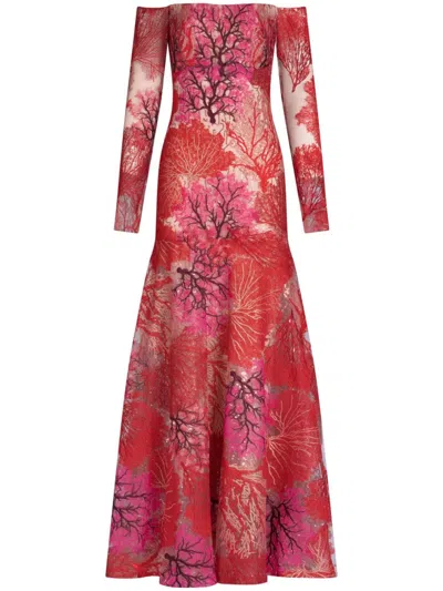 Silvia Tcherassi Rafaella Off-shoulder Dress In Red